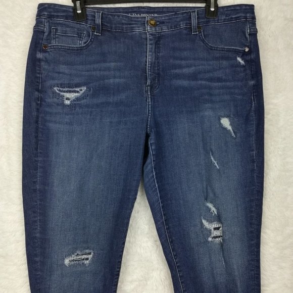 Lane Bryant Womens‎ Jeans Skinny Blue Dark Wash Distressed Whiskering Plus 20 - Picture 8 of 15